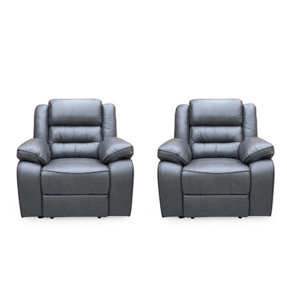 'Vegas' Charcoal Grey Microfibre Power Recliner Chairs - Set of 2