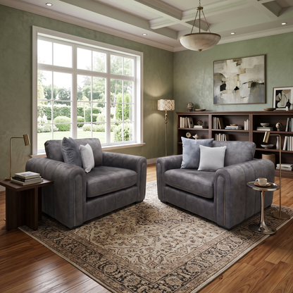 'Amara' Charcoal Velvet Snuggle Chairs - Set of 2