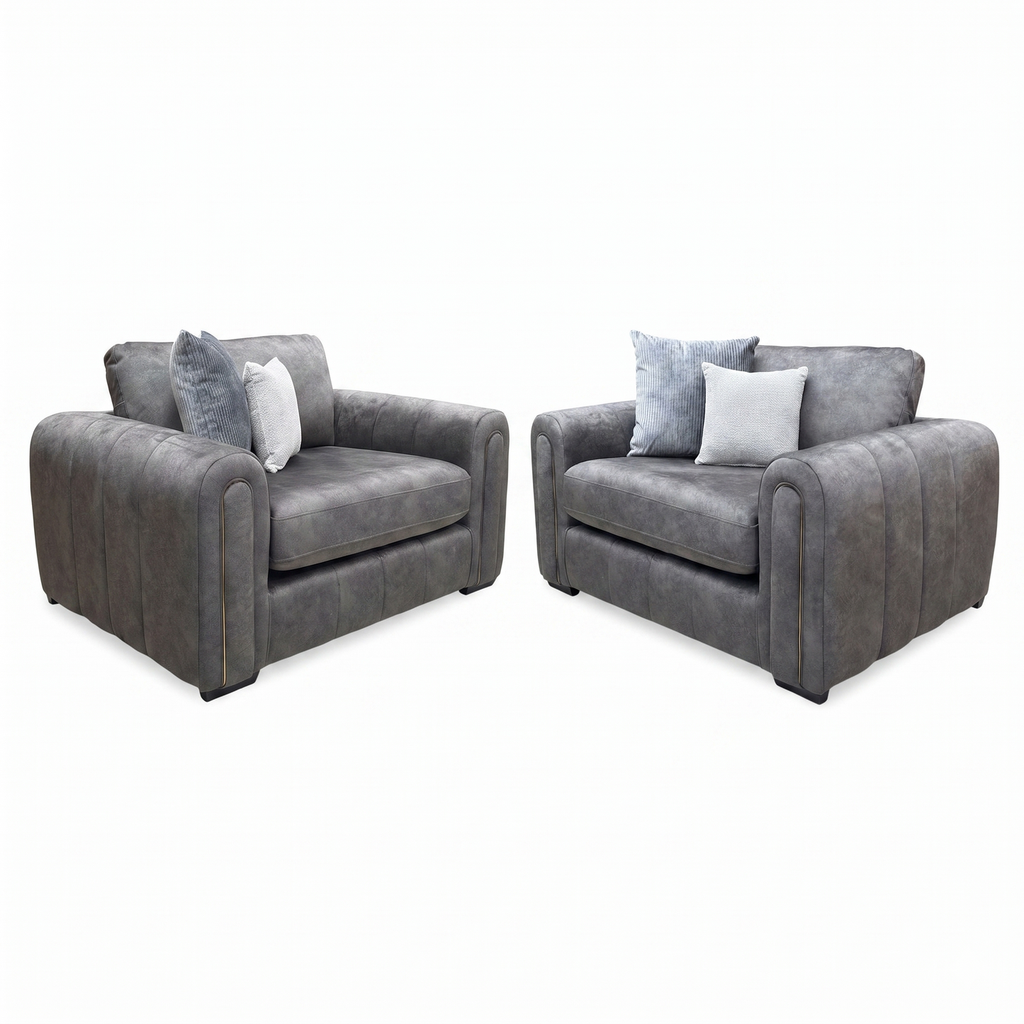 'Amara' Charcoal Velvet Snuggle Chairs - Set of 2