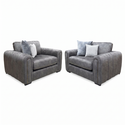 'Amara' Charcoal Velvet Snuggle Chairs - Set of 2