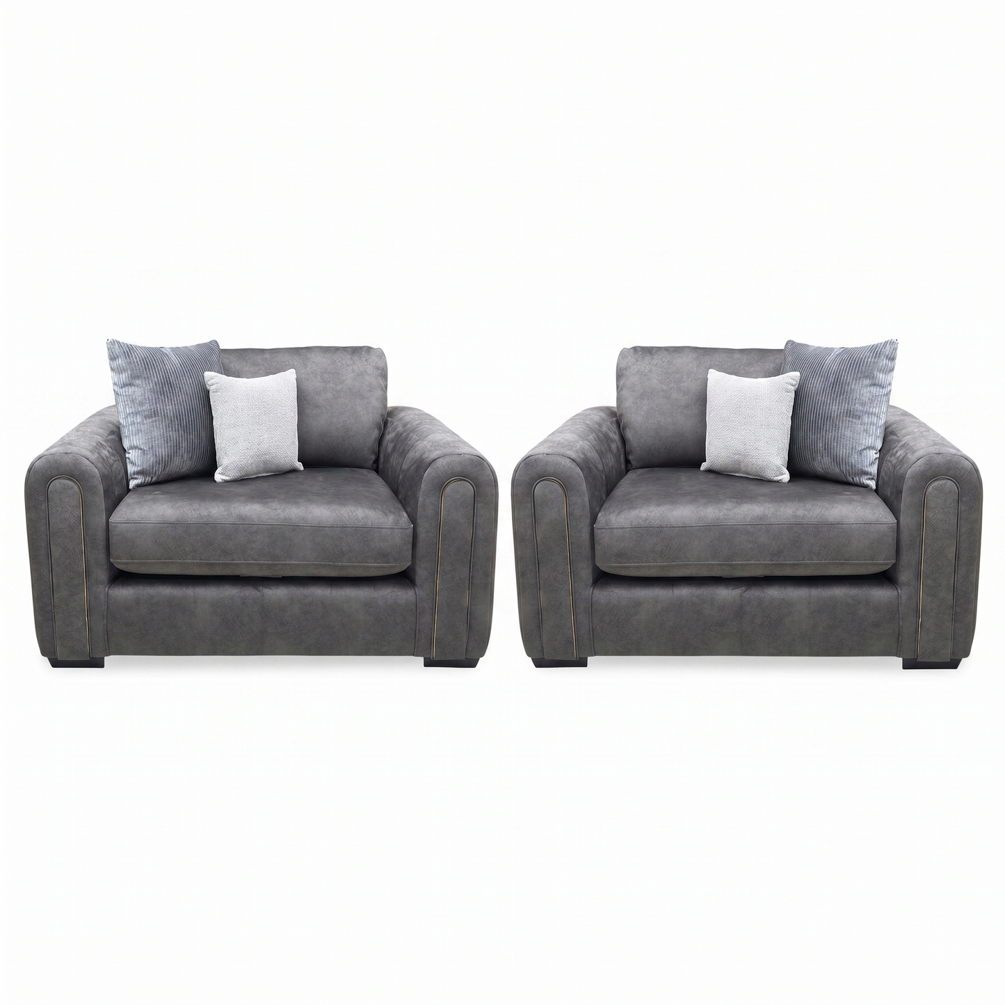 'Amara' Charcoal Velvet Snuggle Chairs - Set of 2