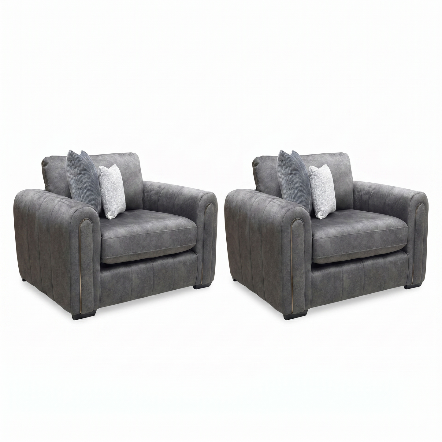 'Amara' Charcoal Velvet Snuggle Chairs - Set of 2