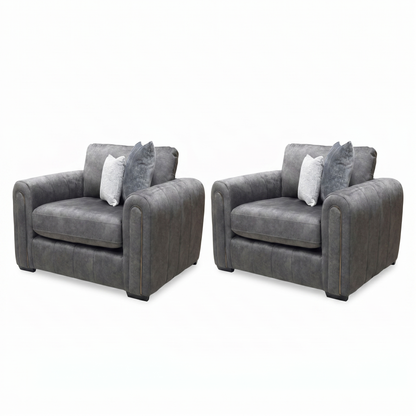 'Amara' Charcoal Velvet Snuggle Chairs - Set of 2