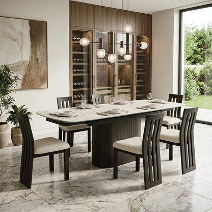 ‘Tiber’ Cermaic Top Draw Leaf Extending Dining Table