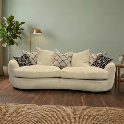 Living Room view of the Ecru Ivory 4-seater sofa, showcasing its deep seating and modern silhouette.