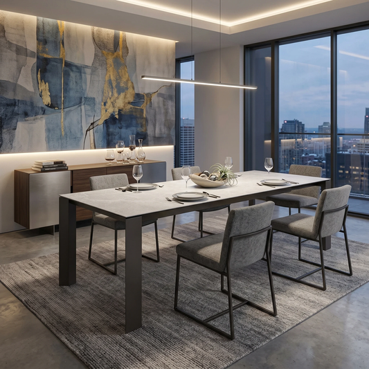 Connubia ‘Viola’ Mtl Lva-Arn Ceramic Top 220cm Extending Dining Table