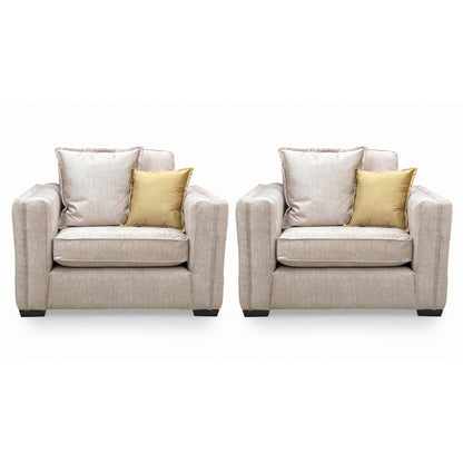'Chelsea' Beige Vogue Velvet Formal Back Snuggler Chair - Set of 2