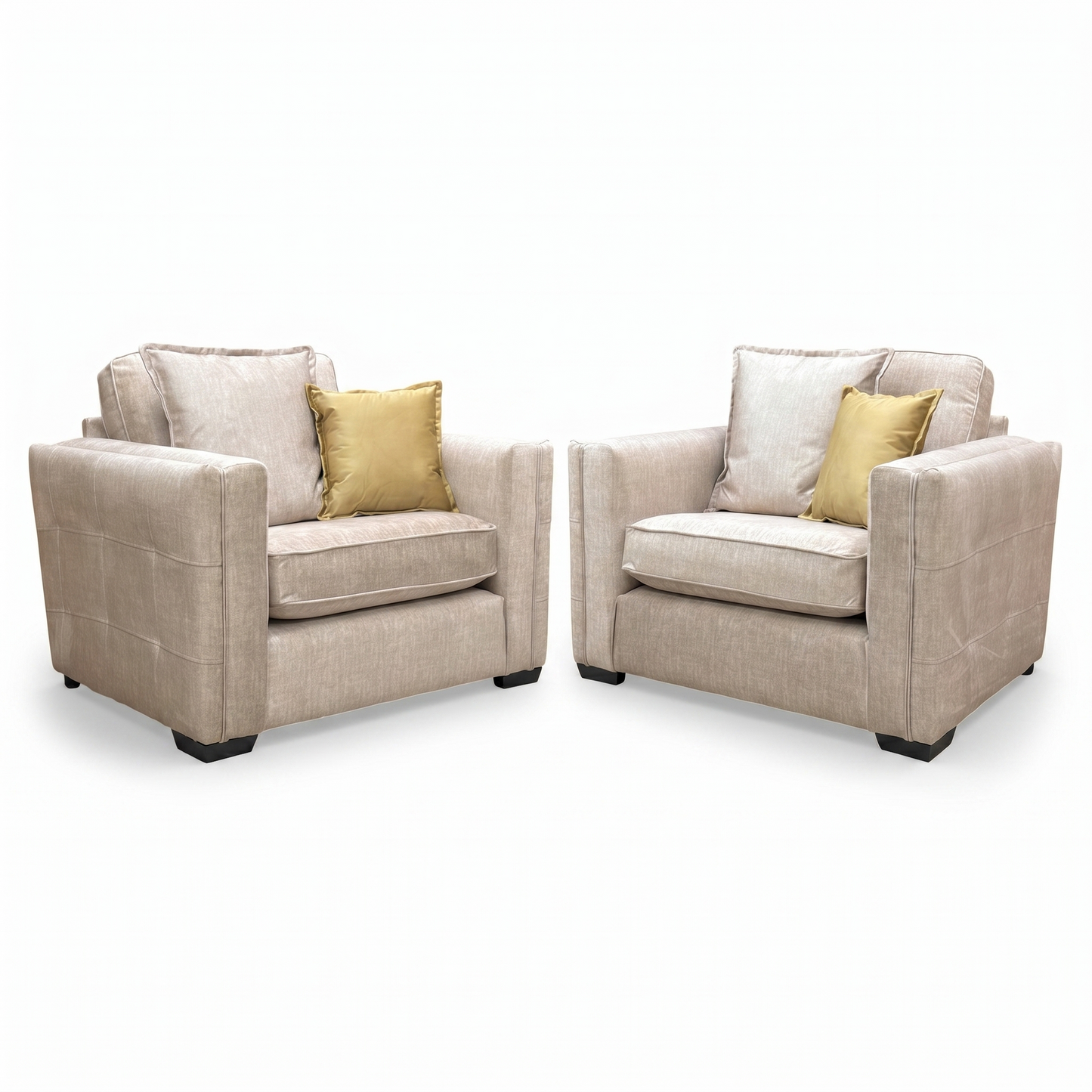 'Chelsea' Beige Vogue Velvet Formal Back Snuggler Chair - Set of 2