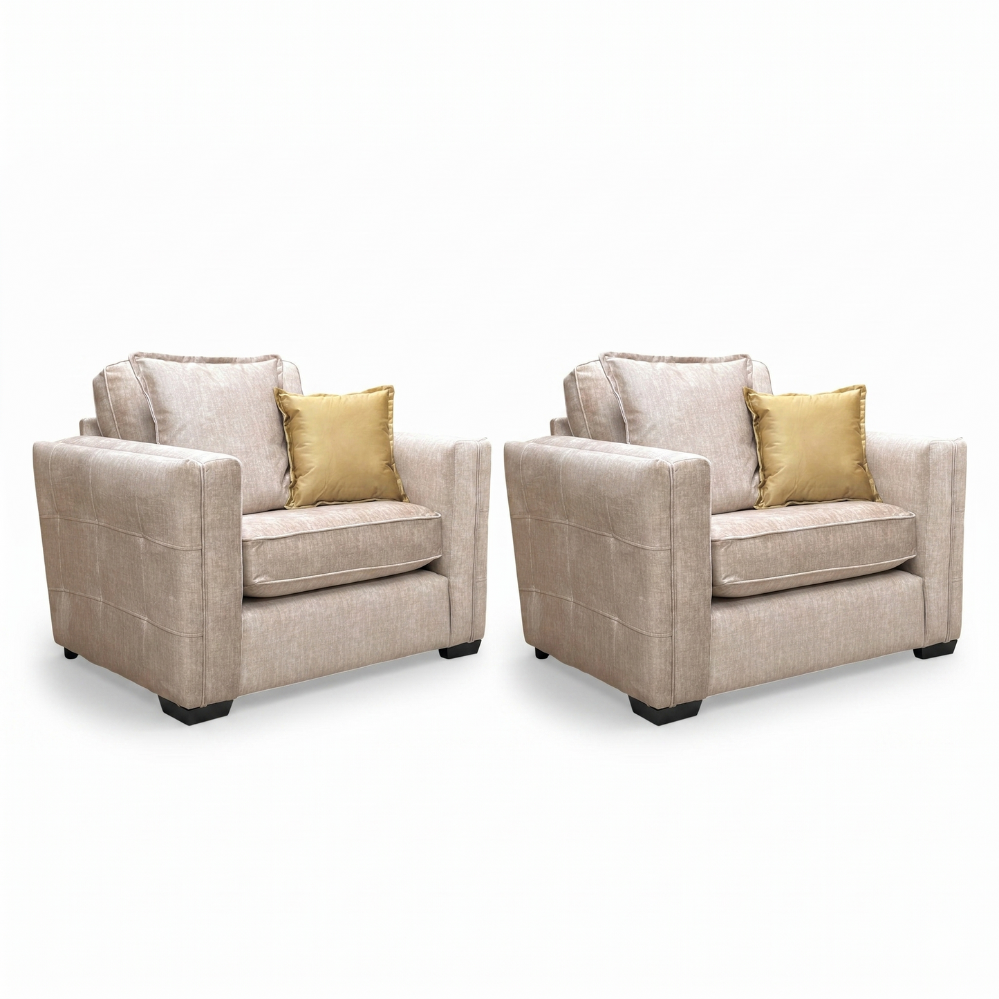 'Chelsea' Beige Vogue Velvet Formal Back Snuggler Chair - Set of 2
