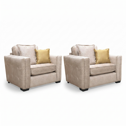'Chelsea' Beige Vogue Velvet Formal Back Snuggler Chair - Set of 2