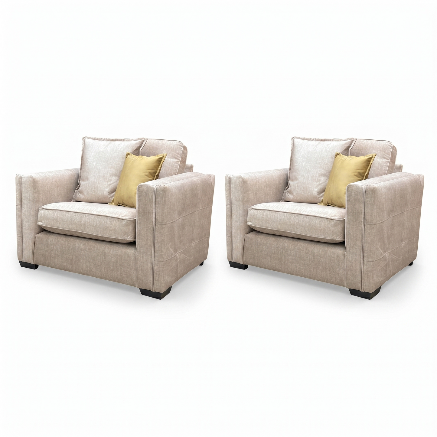 'Chelsea' Beige Vogue Velvet Formal Back Snuggler Chair - Set of 2