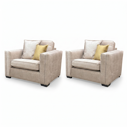 'Chelsea' Beige Vogue Velvet Formal Back Snuggler Chair - Set of 2