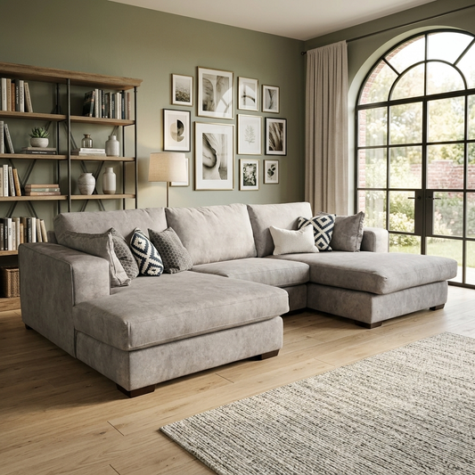 ‘Larry’ Infinity Silver Velvet Double Ended Chaise Sofa