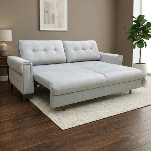 ‘Zoom’ Nappe Velvet Grey Nv-0107 Velvet 3 Seater Sofa Bed