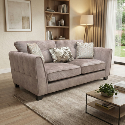 ‘Mariah' Dapple Chocolate-Tri No Insert Velvet Classic Back 3 Seater Sofa