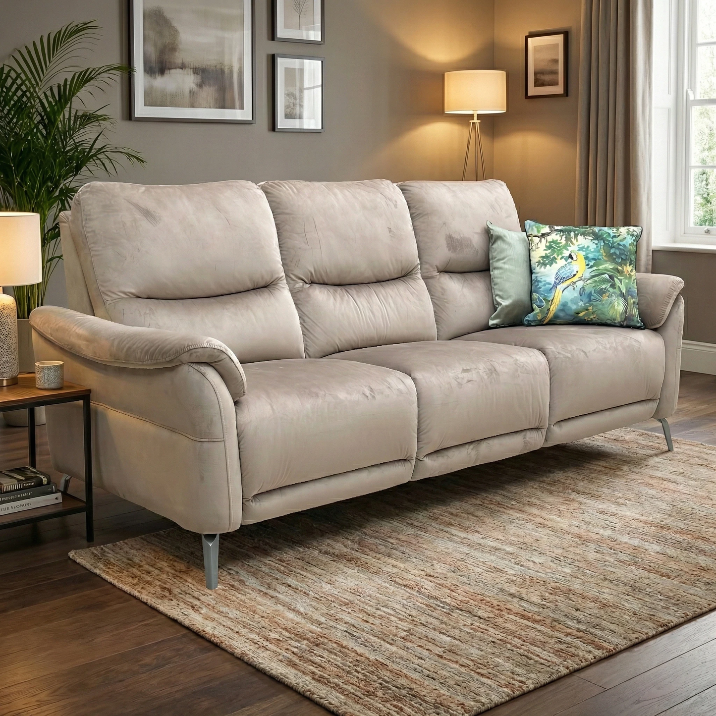 Living room of the Daytona sofa, highlighting the premium Opulence Cedar 51014 velvet upholstery and durable construction.