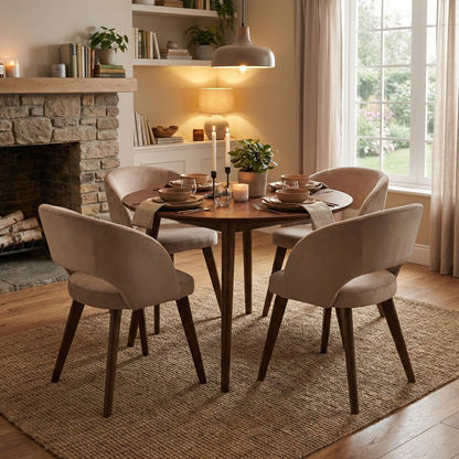 Stone International ‘Goya’ B012 Lizard Light Brown Suede Fixed Dining Chairs - Set of 4