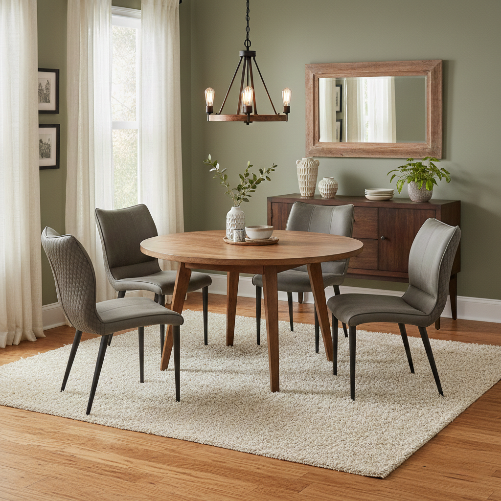 Dining Room View of the Murcia dining chairs highlighting the ergonomic curved backrest and slim silhouette.