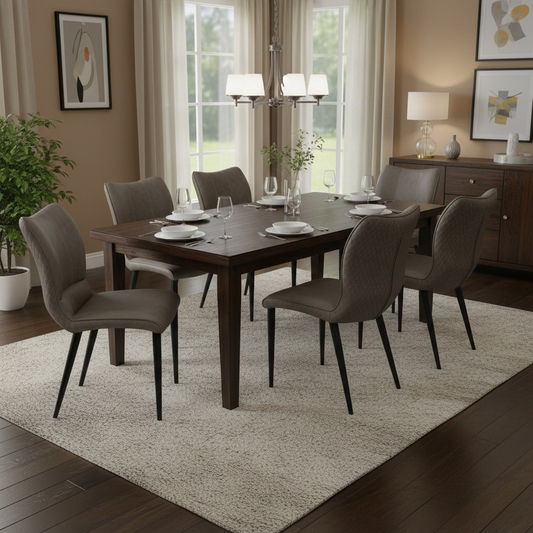 'Murcia' Antiqued Grey Fabric Dining Chair - Set of 6