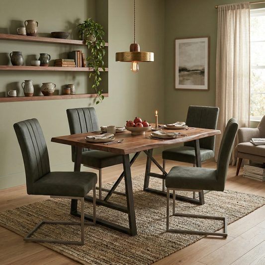 'Grigio' Grey Upholstery Set of 4 Dining Chairs