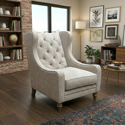 ‘Cotswold’ Savoy Mink Of Savoy Fabric Wing Accent Chair