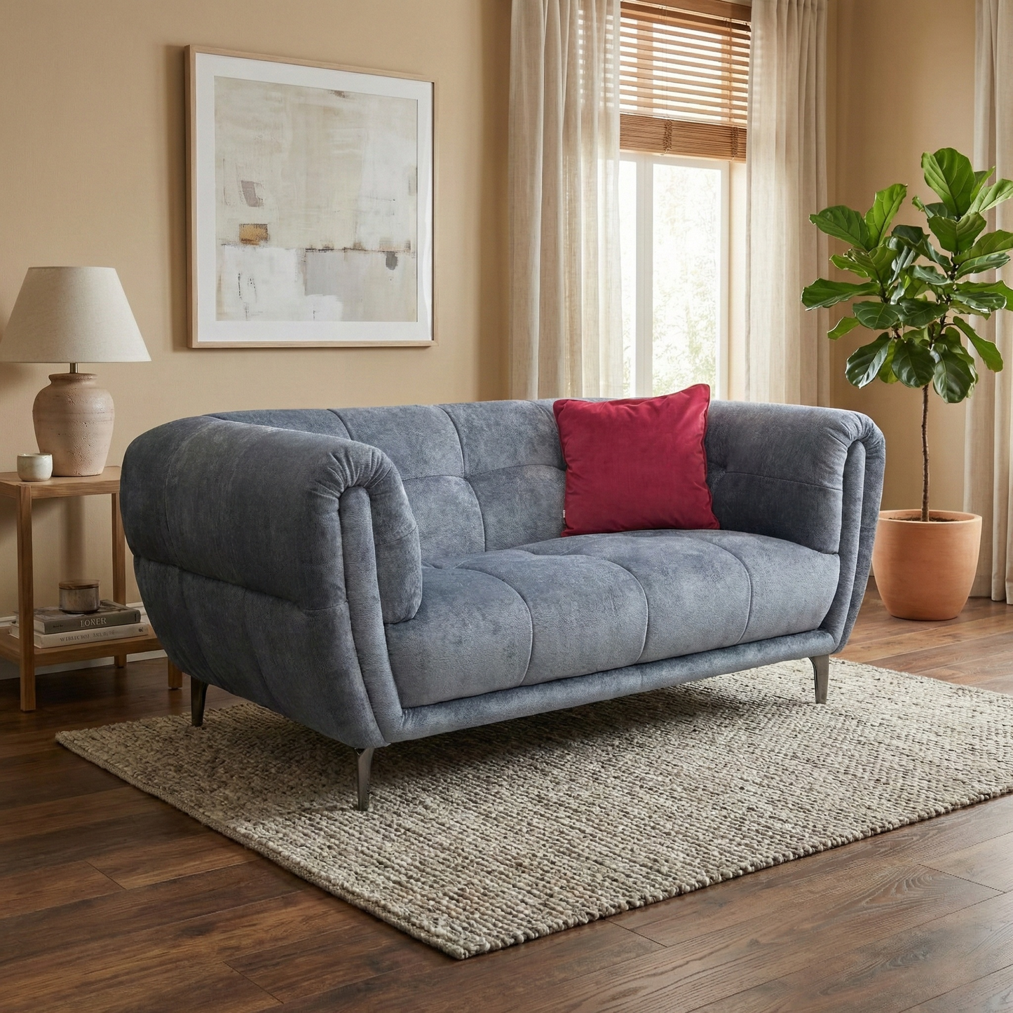 'Sienna' Hudson Ocean Blue 25315 Fabric 2 Seater Sofa