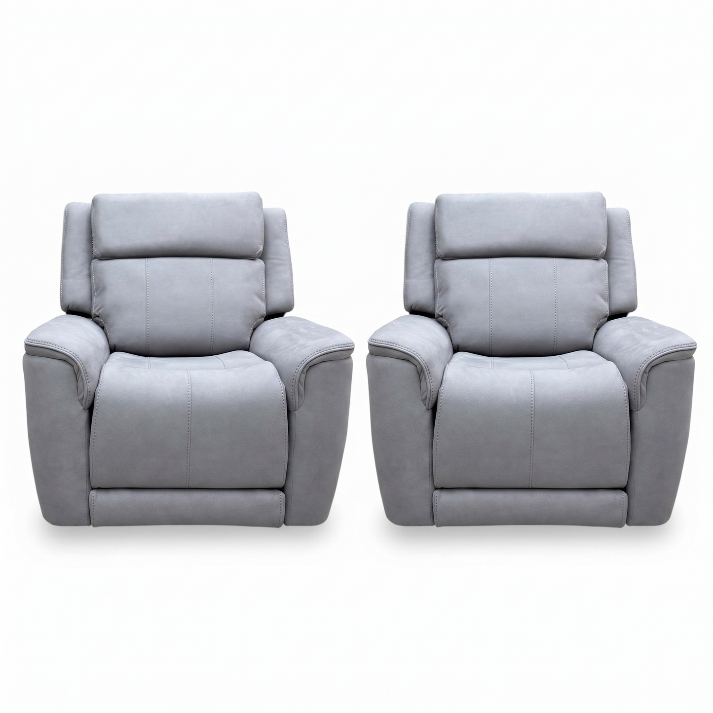 'Langford' Light Grey Fabric Power Recliner Chairs - Set of 2