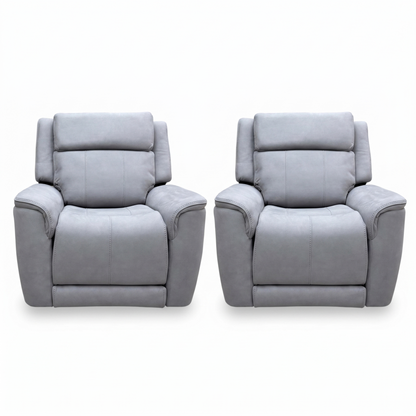 'Langford' Light Grey Fabric Power Recliner Chairs - Set of 2