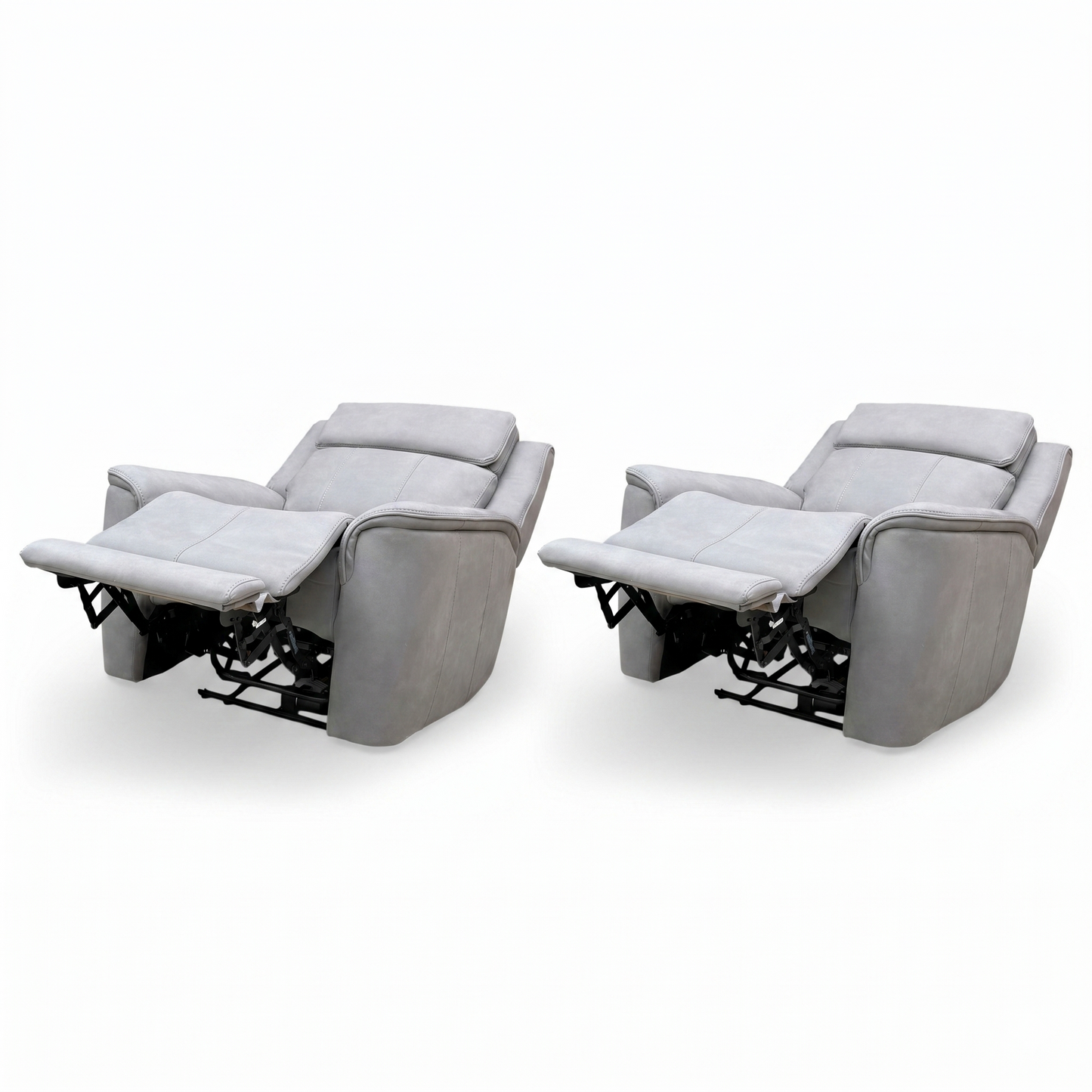 'Langford' Light Grey Fabric Power Recliner Chairs - Set of 2