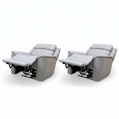 'Langford' Light Grey Fabric Power Recliner Chairs - Set of 2