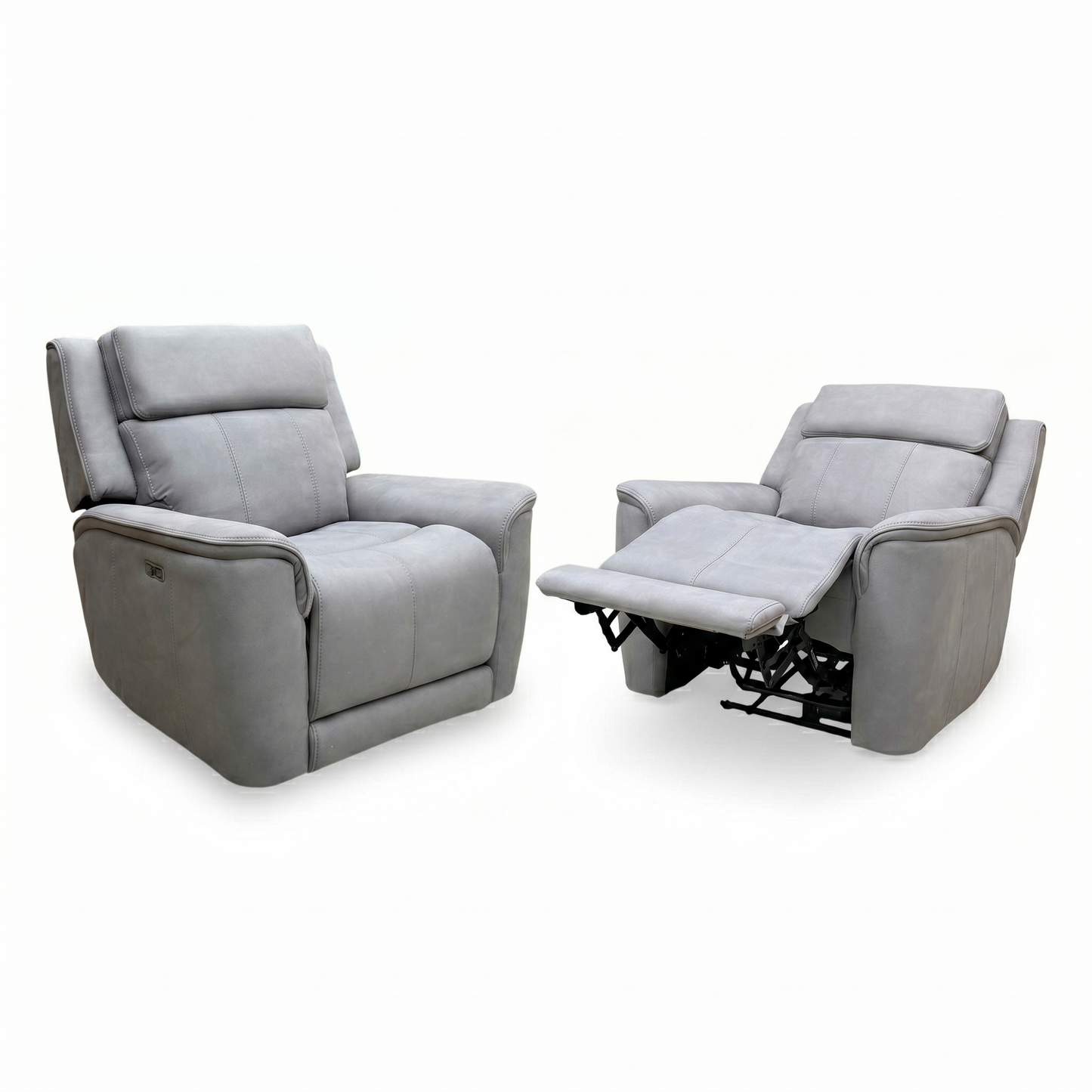 'Langford' Light Grey Fabric Power Recliner Chairs - Set of 2