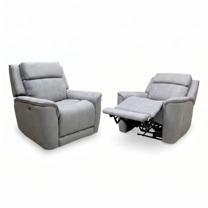 'Langford' Light Grey Fabric Power Recliner Chairs - Set of 2