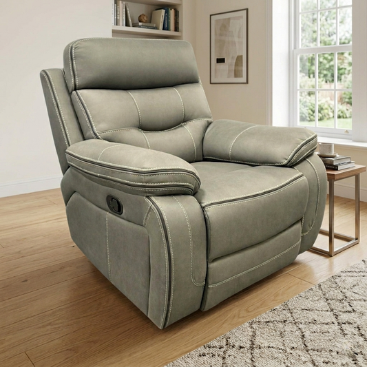 'Dante' Grey Fabric Manual Recliner Chair