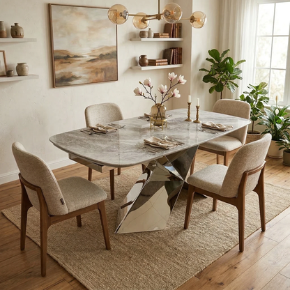 'Gabana' Real Marble Large 180cm Extending Dining Table