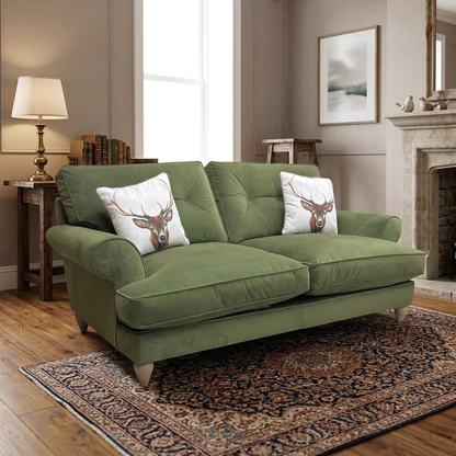 The Lounge Co. ‘Bronwyn’ Woo16 Woodland Moss Green Velvet 3 Seater Classic Back Sofa