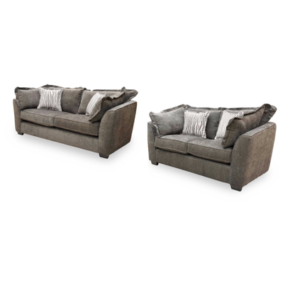 ‘Finchley’ Moleskin Brown Chenille Fabric Classic Back 3 + 2 Seater Sofa Set