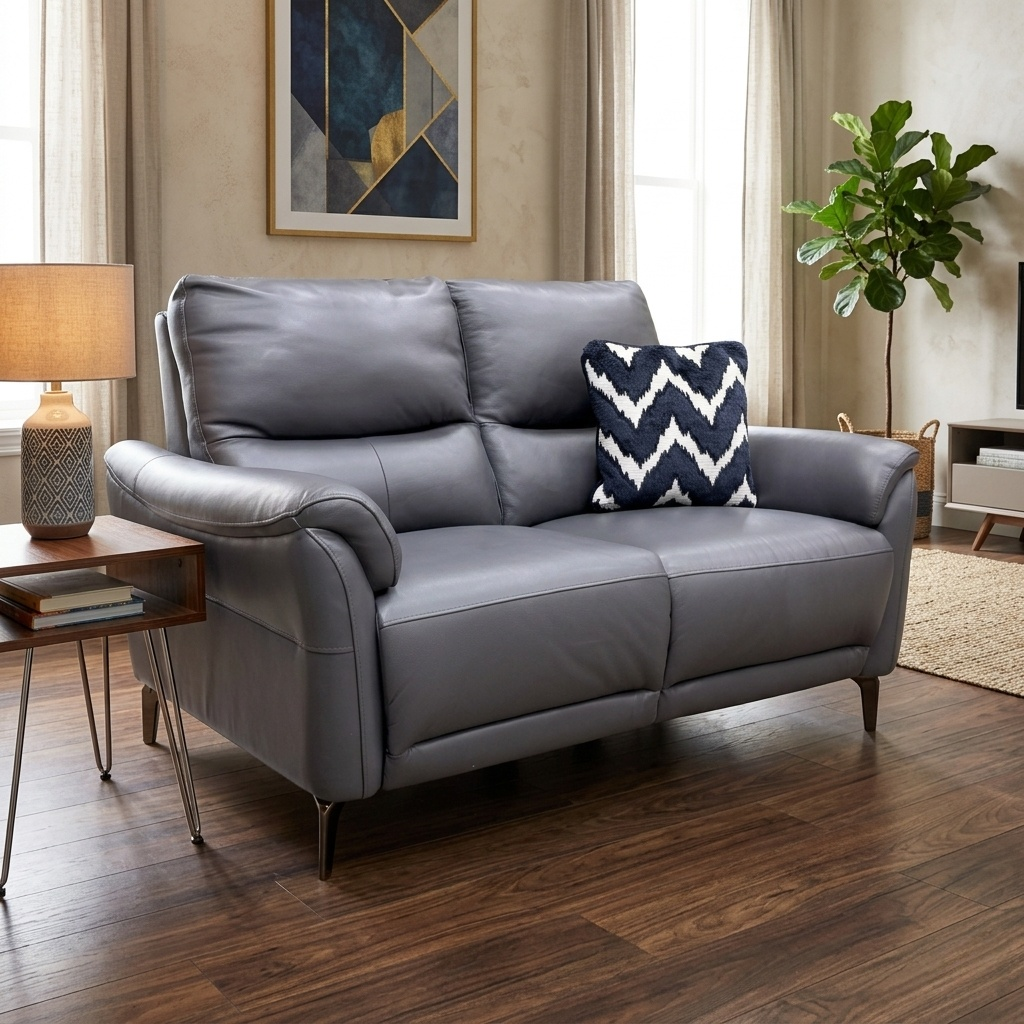 'Daytona' Cat-60/18 Lavender Grey Leather 2 Seater Sofa