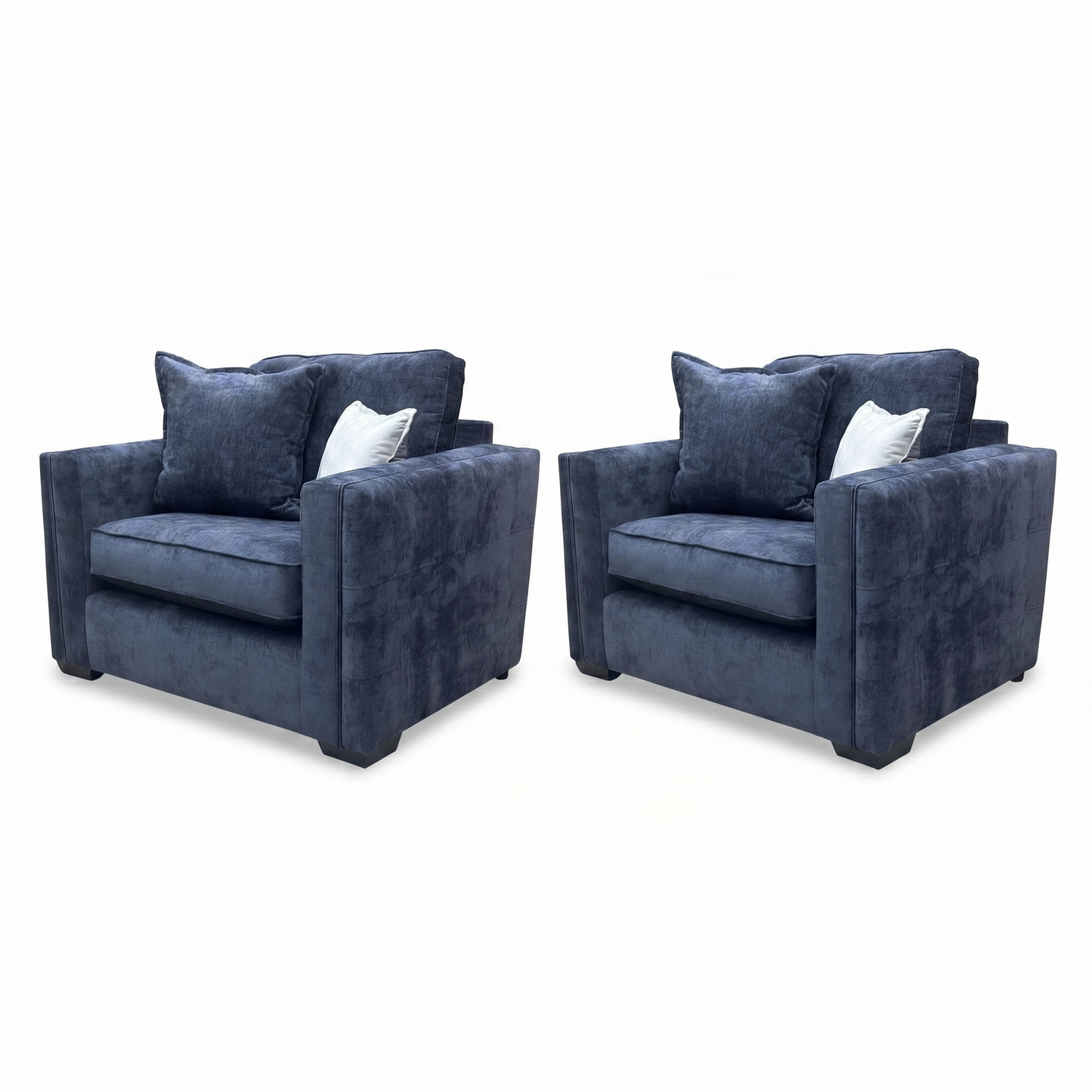 'Chelsea' Derwent Denim Blue Chenille Fabric Classic Back Love Chair - Set of 2