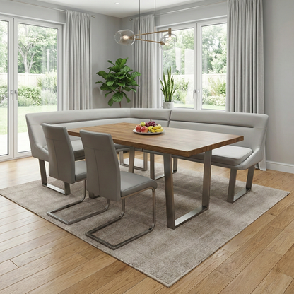 Living room view showing the ergonomic curved backrest and spacious 5-adult seating capacity.