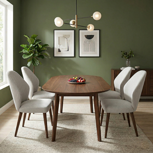 Dining room shot showcasing the set of 4 Empire chairs in a modern, brightly lit dining room setting.