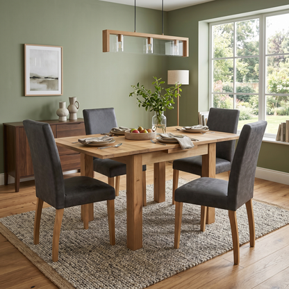 'Augusta' Draw Leaf Extending Dining Table and 4 Cowboy Upholstered Dining Chairs
