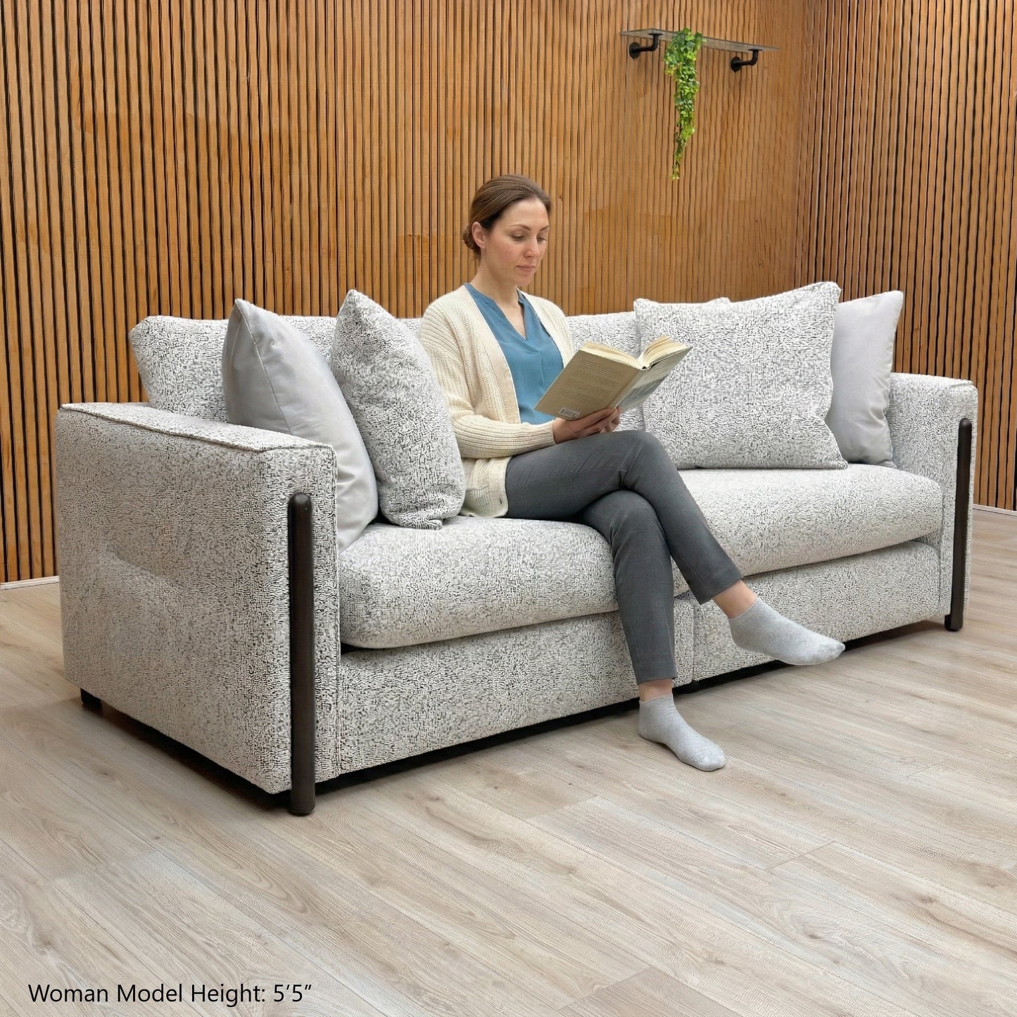 ‘Barney’ Silver Zara Fabric 4 Seater Classic Back Split Frame Sofa