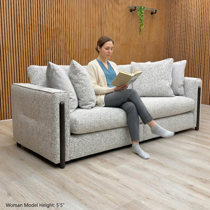 ‘Barney’ Silver Zara Fabric 4 Seater Classic Back Split Frame Sofa