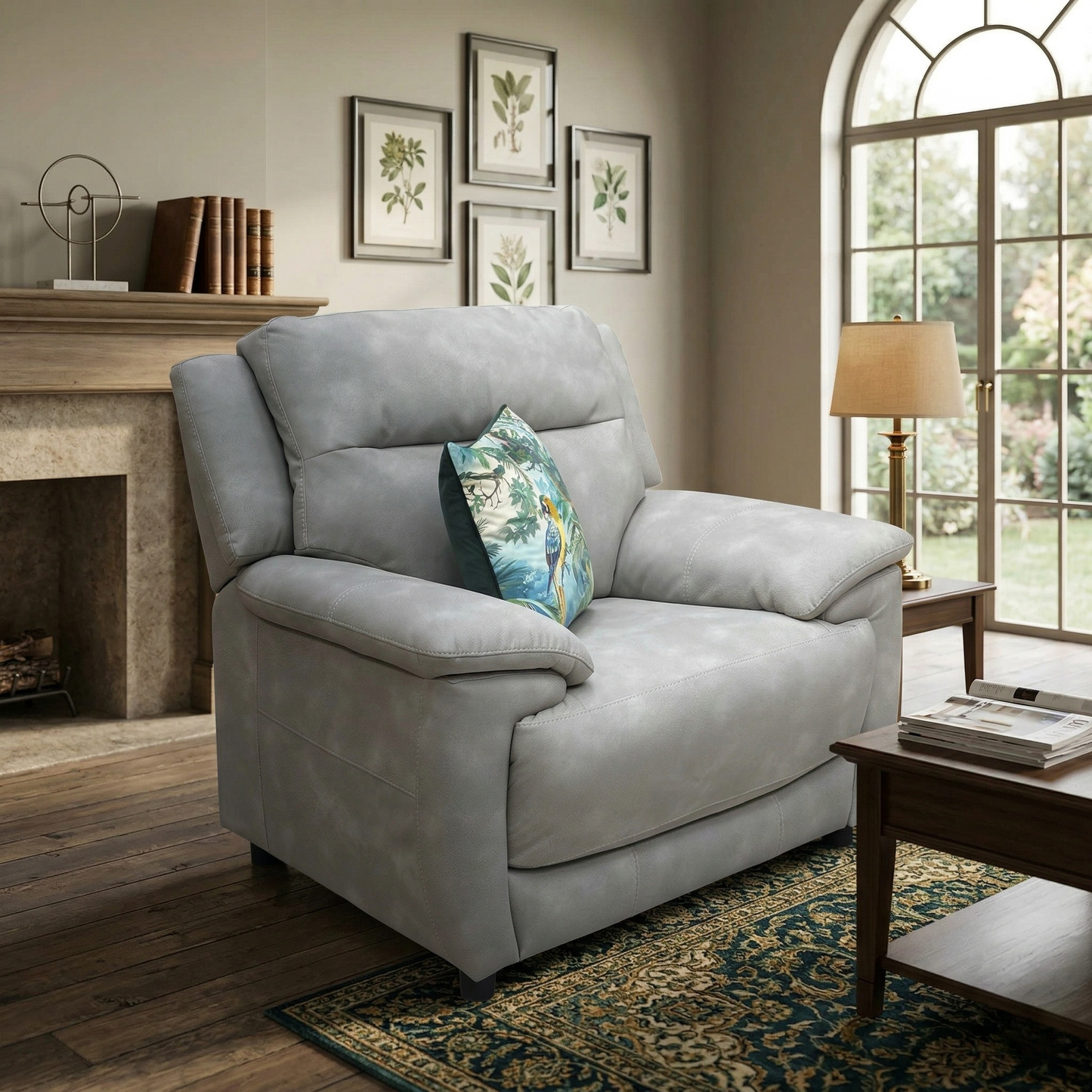 ‘Touch’ Bfa-Bey-R18 Beige Grey Heavy Duty Fabric Armchair