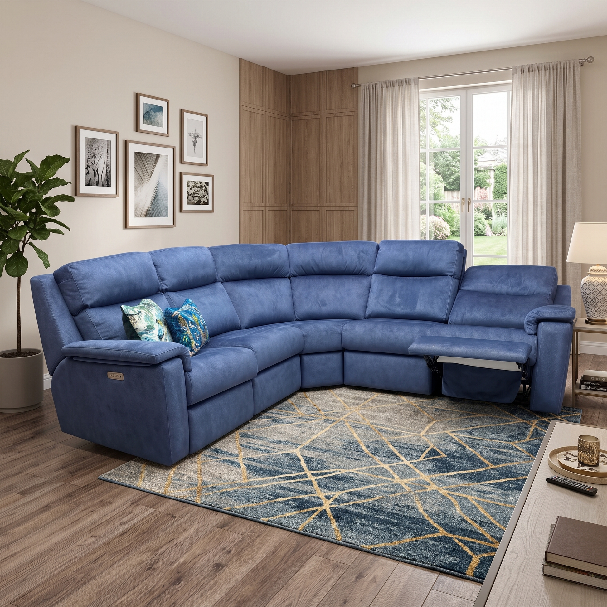 G Plan ‘Thornbury’ A125 Stingray Indigo Velvet Power Recliner 2 Corner 2 Sofa – view 2