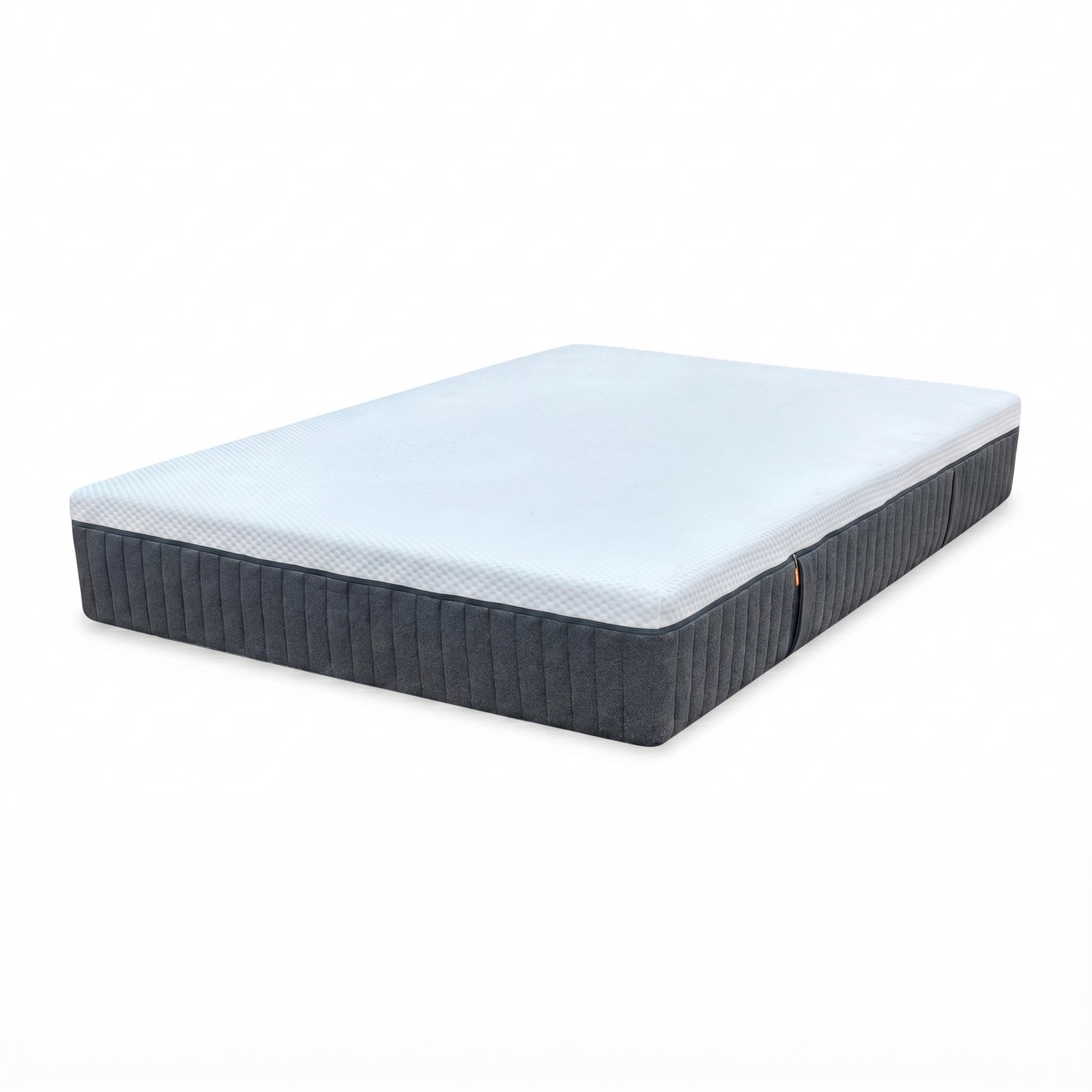 Full view of the Emma ‘Original’ double mattress, a multi-award-winning 3-layer foam mattress featuring a white top cover and signature grey side panels.
