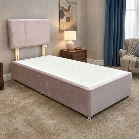 ‘Roma’ Plush Lilac Velvet Headboard + Divan Base