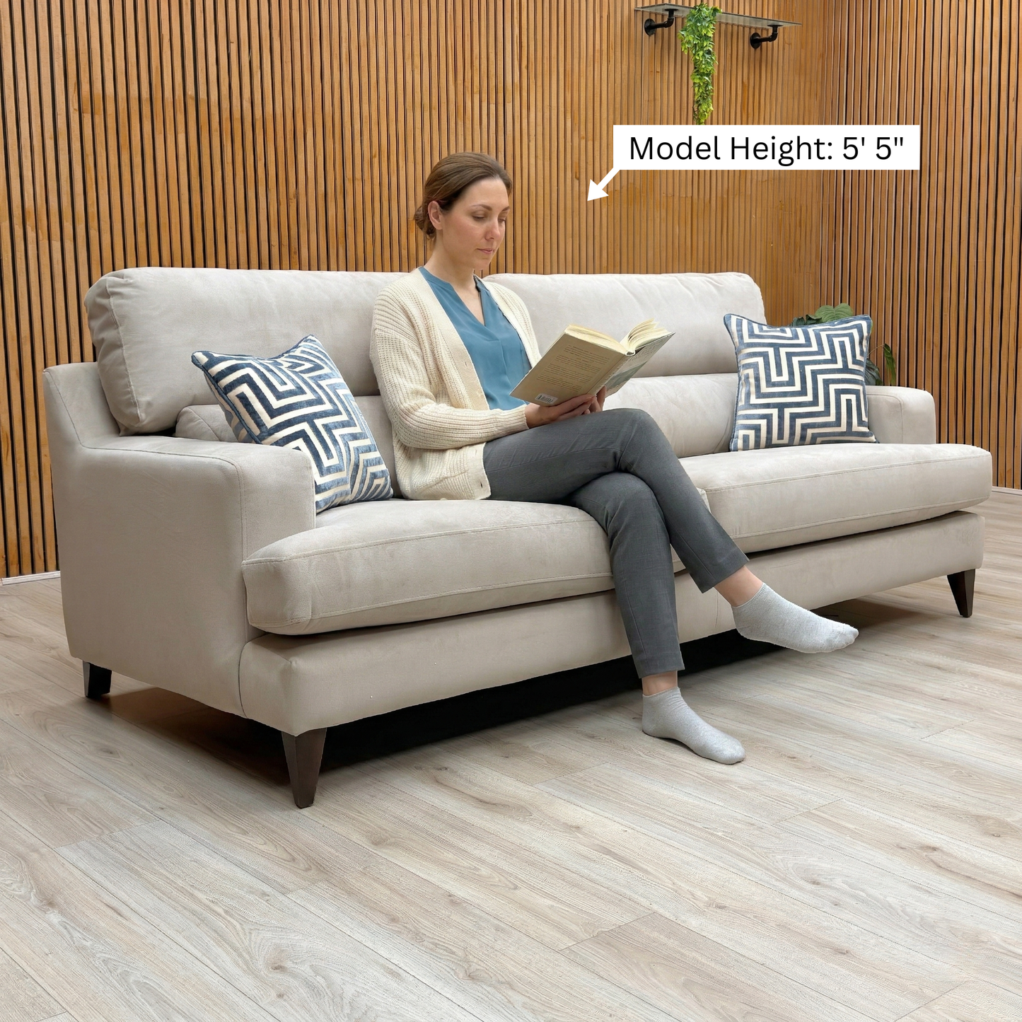 ‘Romilly’ Qui193 Quiet Fawn Oatmeal Wa Ft Velvet 4 Seater Sofa