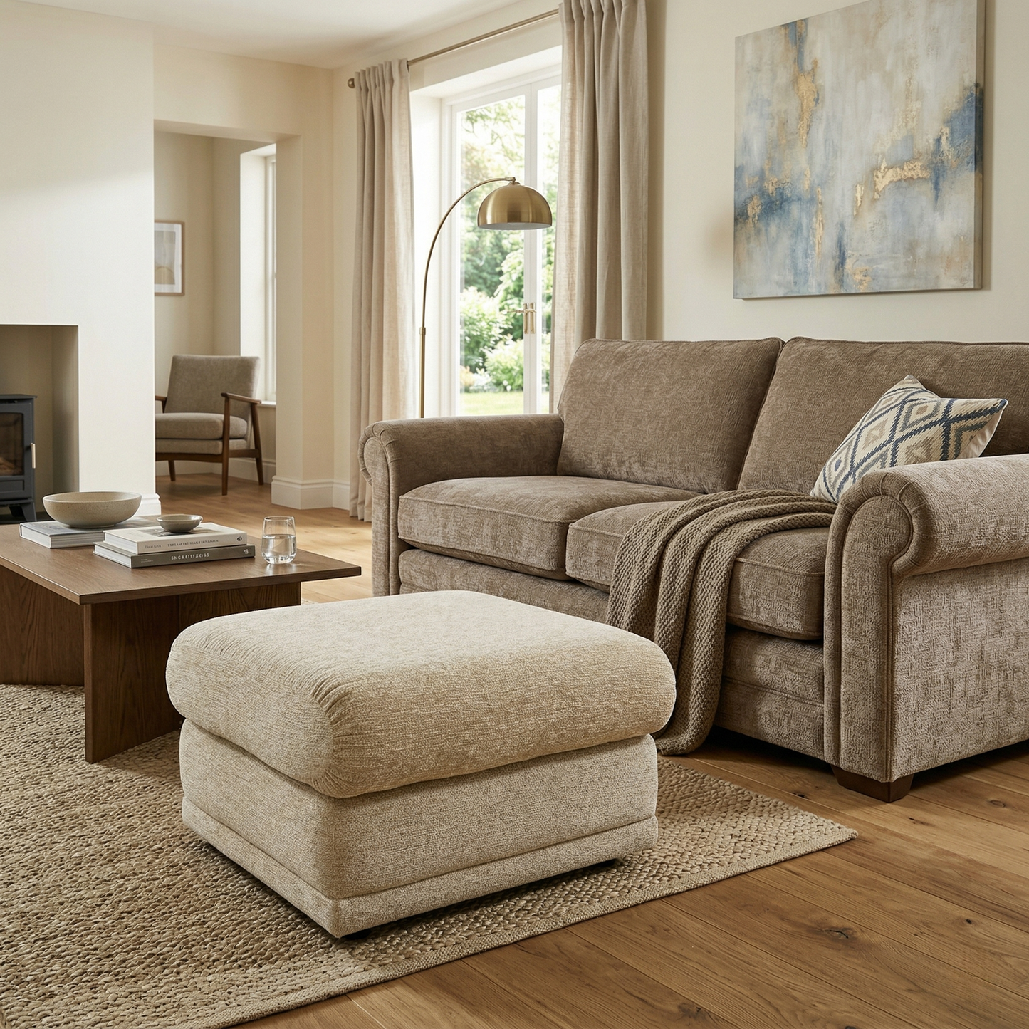 G Plan 'Kingsbury' C030 Kampala Beige Woven Fabric Storage Footstool