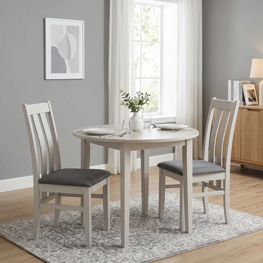 Furnitureland ‘Hamilton’ Dark Grey Upholstery High Back Wooden Slat Back Dining Chair - Set of 2